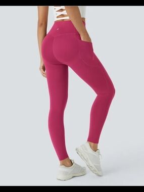 Halara High Waisted Tummy Control Butt Lifting Leggings Red Plum Sz S  #58